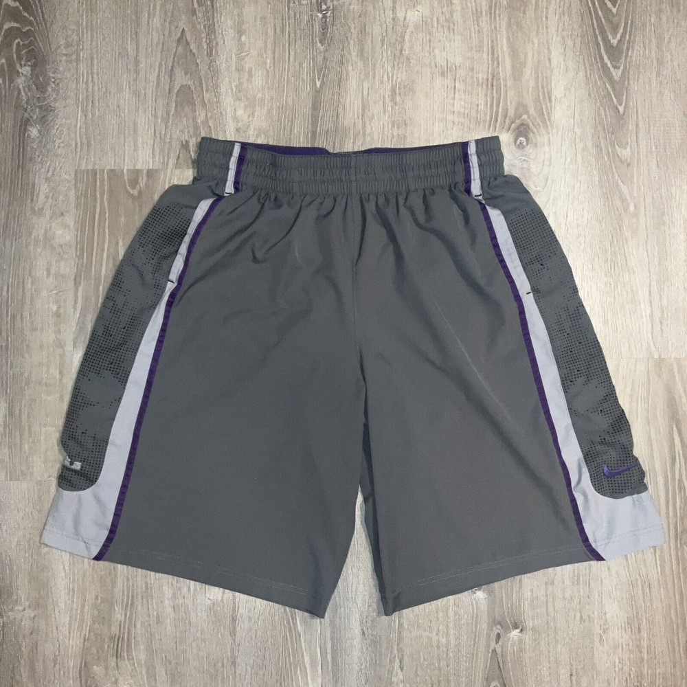 Nike Shorts Adult 2XL Gray Purple Lebron James Basketball Athletic Lakers Men